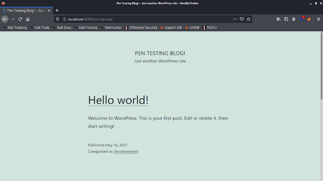 Wordpress installed on Kali Linux