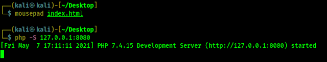php development server started