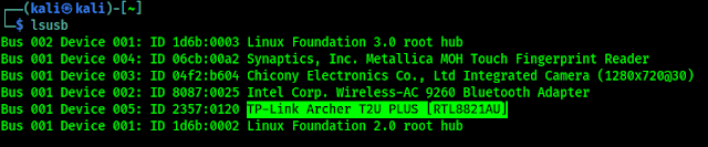 devices list connected with kali linux