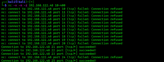 TCP ports scanning with Netcat