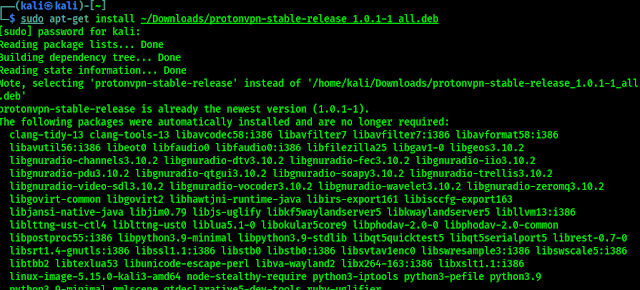 Installing proton VPN on Kali Linux