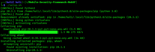 Mobile Security Framework setup.sh setting up