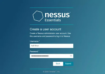 Creating username and paswsword for nessus