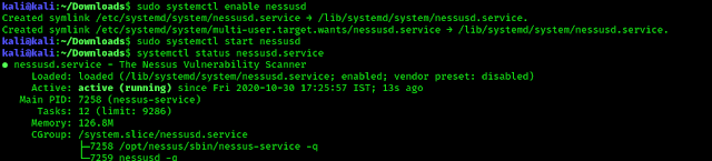 Nessus service is running sucessfully