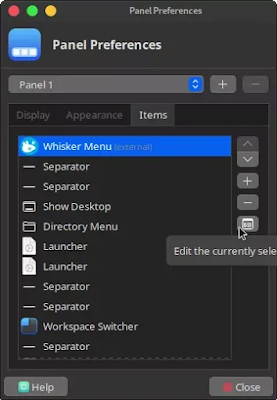 Whisker menu settings