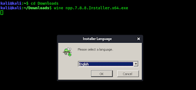 notepad ++ installing in Kali Linux using wine