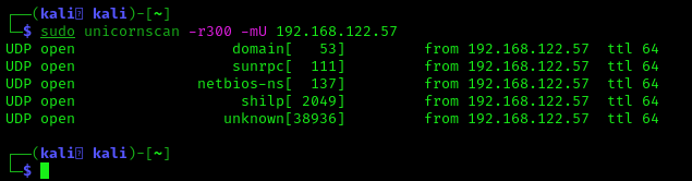 unicornscan UDP ports