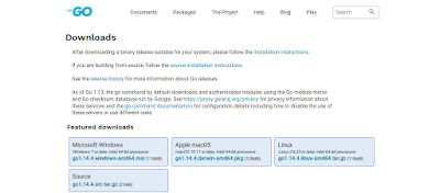 Download golang from official website