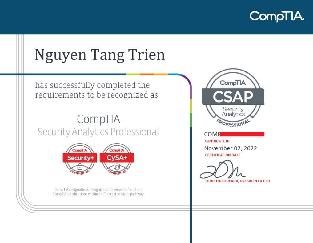 Comptia Security + & Comptia CySA+ (Tang Trien)