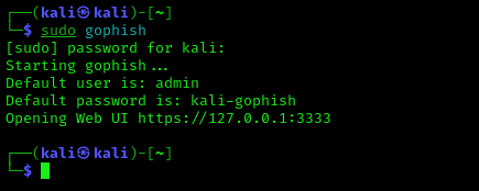 gophish running on kali linux