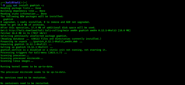 installing Gophish on Kali Linux