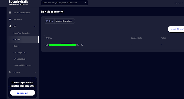 SecurityTrails API key